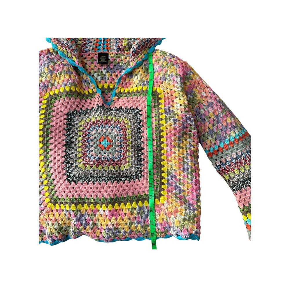 Urban Outfitters Hand-Crocheted Square Hoodie Sweatshirt Size XS Multicolor - Picture 12 of 15